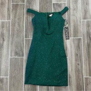 Jovani Dress Off Shoulder Glitter Size 6 Hunter Green Fitted  #61623 New W/Tag